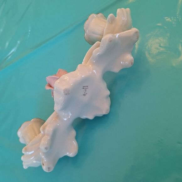 Vintage Dresden Double Candelabra Roses Candlestick Holder Capodimonte Style - Picture 11 of 14